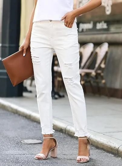Distressed Straight Ankle Fit Jeans