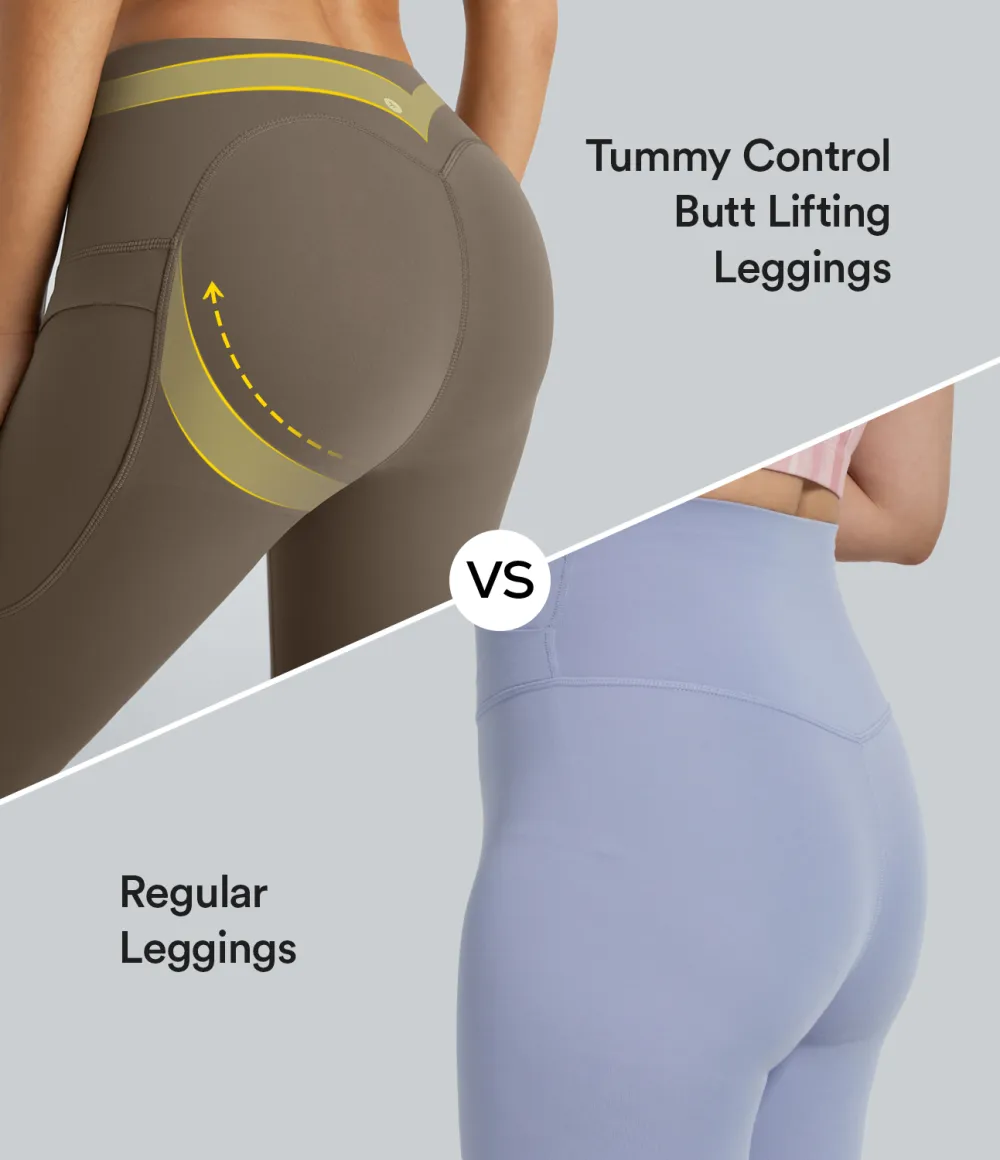 SoCinched High Waisted Butt Lifting Tummy Control Side Pocket Shaping Yoga UltraSculpt Leggings