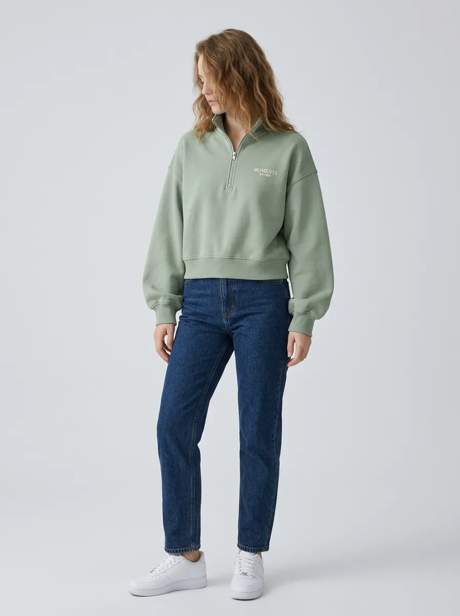 Women's Easygoing Quarter-Zip Printed Minimalist Sweatshirt