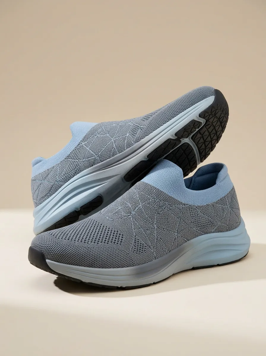Unisex Geometric Pattern Knitted Print Sneakers