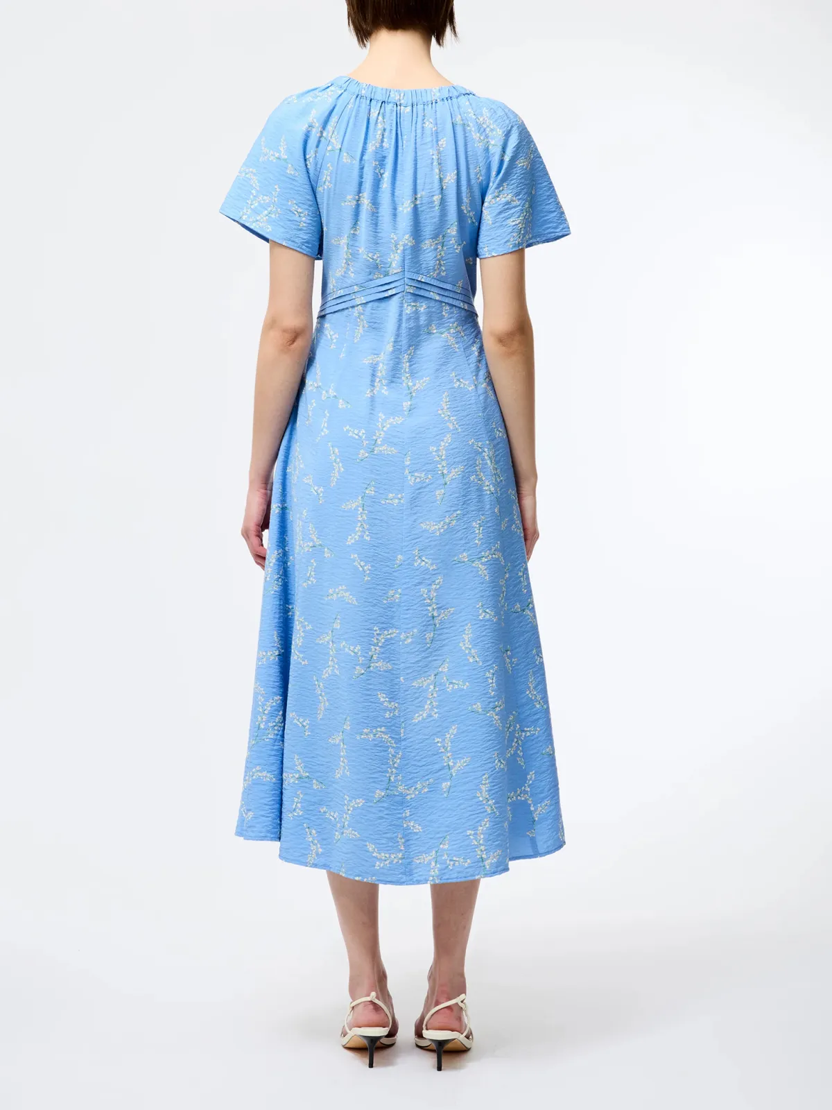 Draped Printed V-Neck Dress