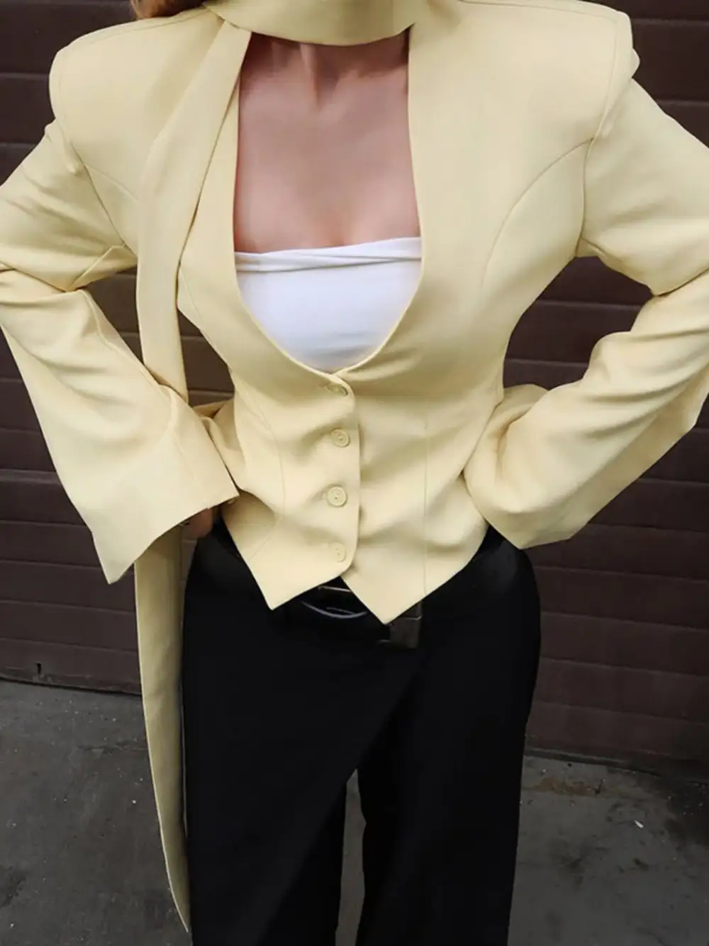 Button-Up Long-Sleeve Blazer