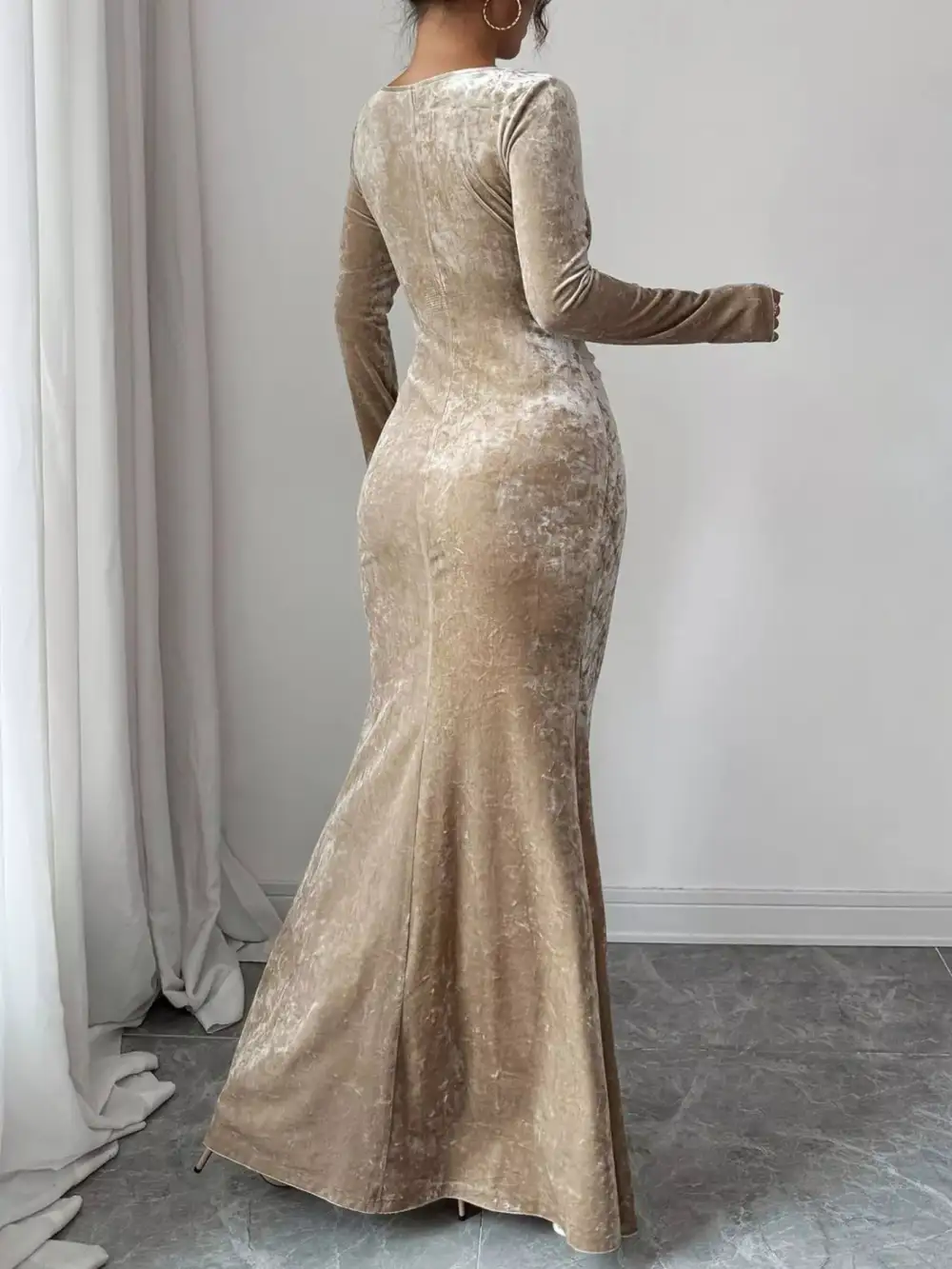 Velvet Ruched Maxi Dress