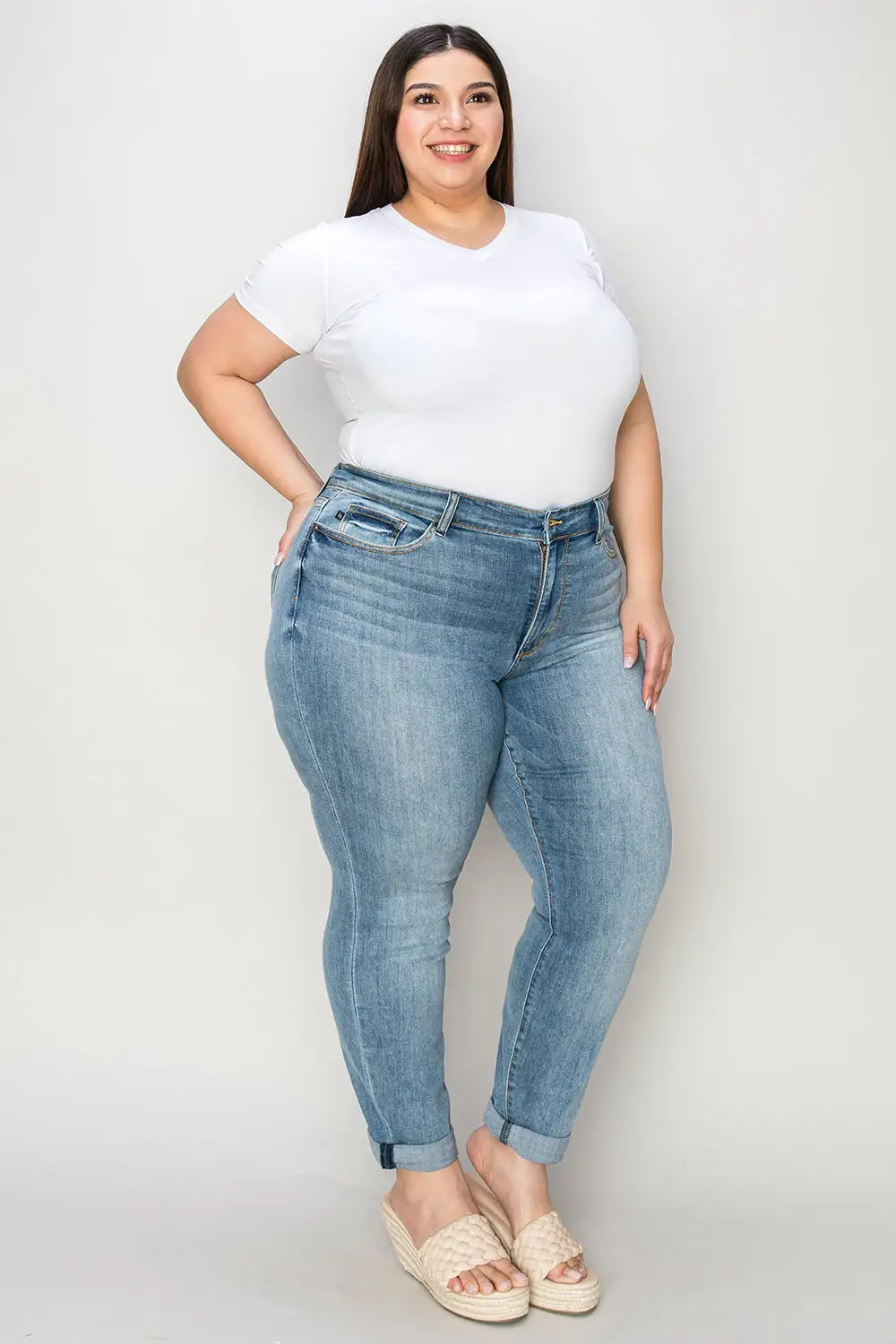 Clean Cuffed Denim Jeans