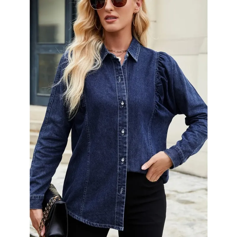 Button-Down Collared Denim Shirt