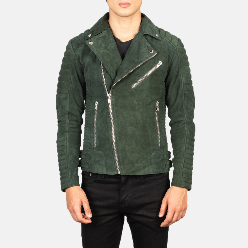 Men's Structured Biker Suede Jacket