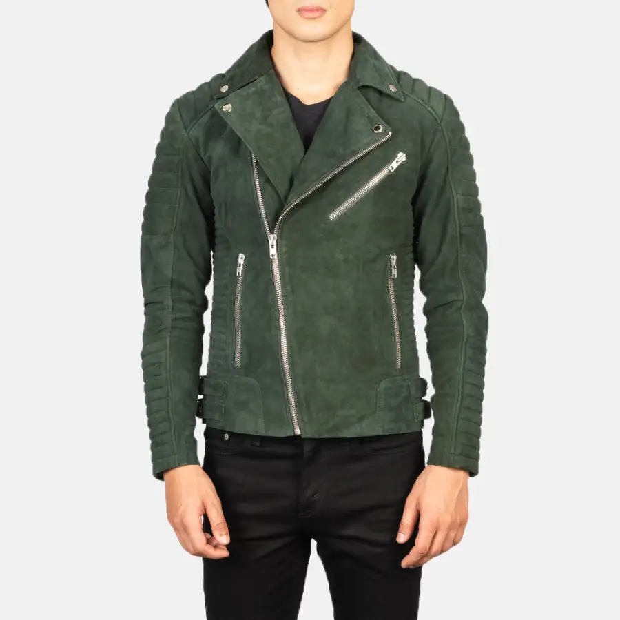 Men's Structured Biker Suede Jacket