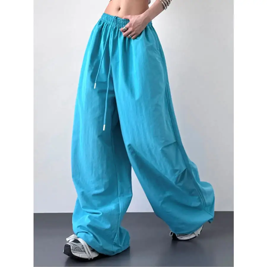 Simple Wide Leg Drawstring Pants