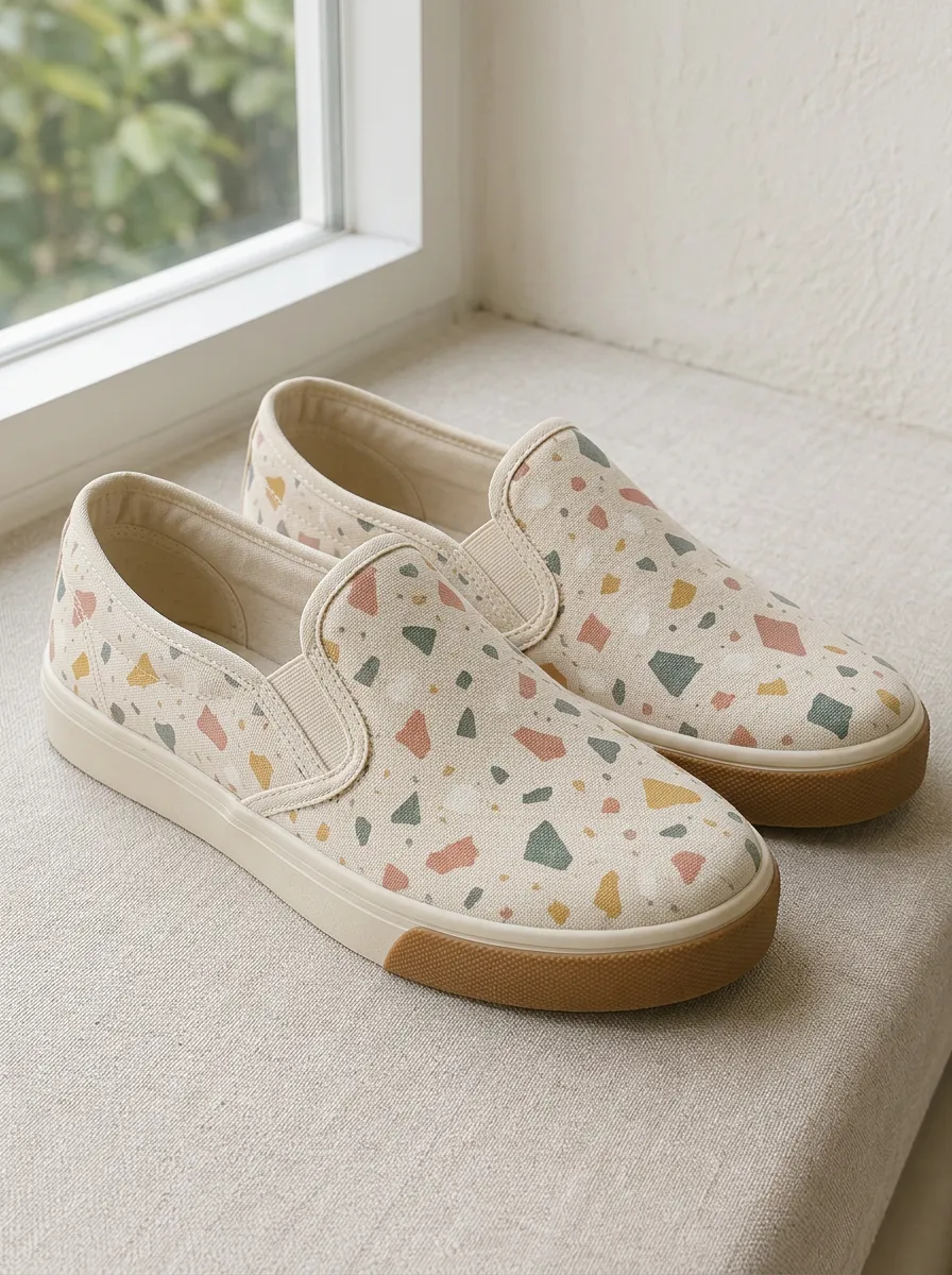 Women's Classic Minimalist Terrazzo Pattern Patterned Canvas Shoes