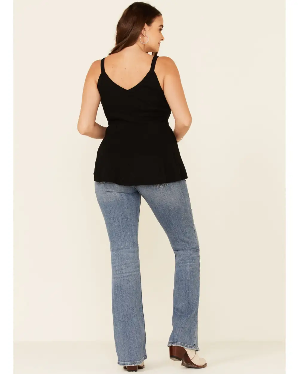 Mid Rise Bootcut Stretch Denim Raw Hem Jeans
