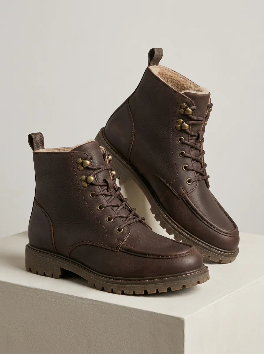 Easy-Wear Faux Leather Leather Look Shape Unisex Warm Boots