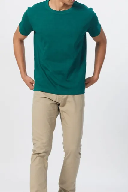 Green Vintage-Wash Cotton Crew Neck T-Shirt