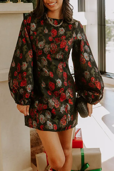Zip-Closure Floral Round Neck Relaxed Mini Dress