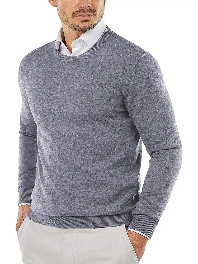 Crew Neck Slim Fit Pullover Knitted Sweater Jeans