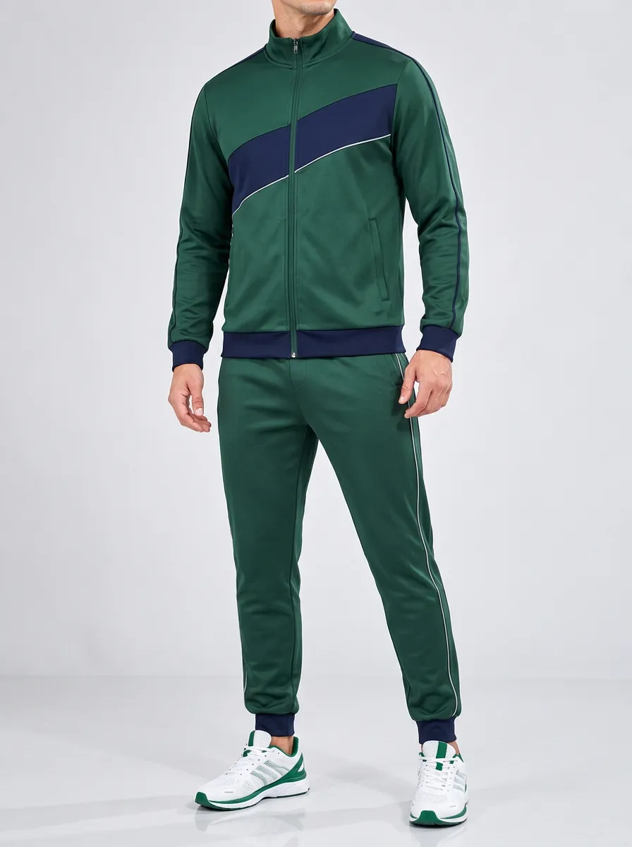 Men's Easygoing Stripe Colorblock Coordinated Tracksuit