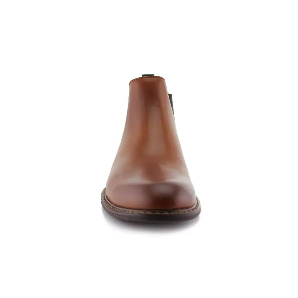 Rugged Faux-Leather Slip-On Elastic-Side Chelsea Boots