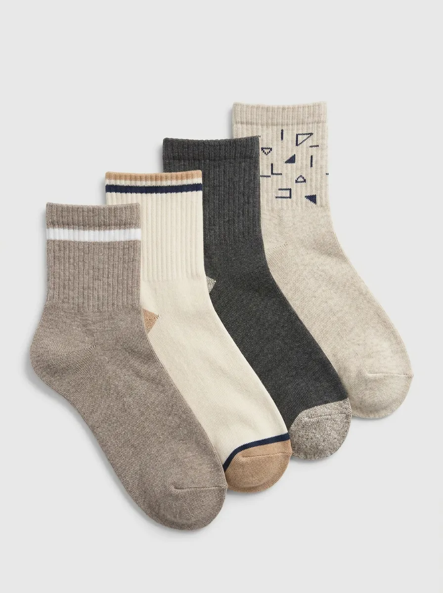 Geometric Minimalist Men's Four-Pair Long Socks