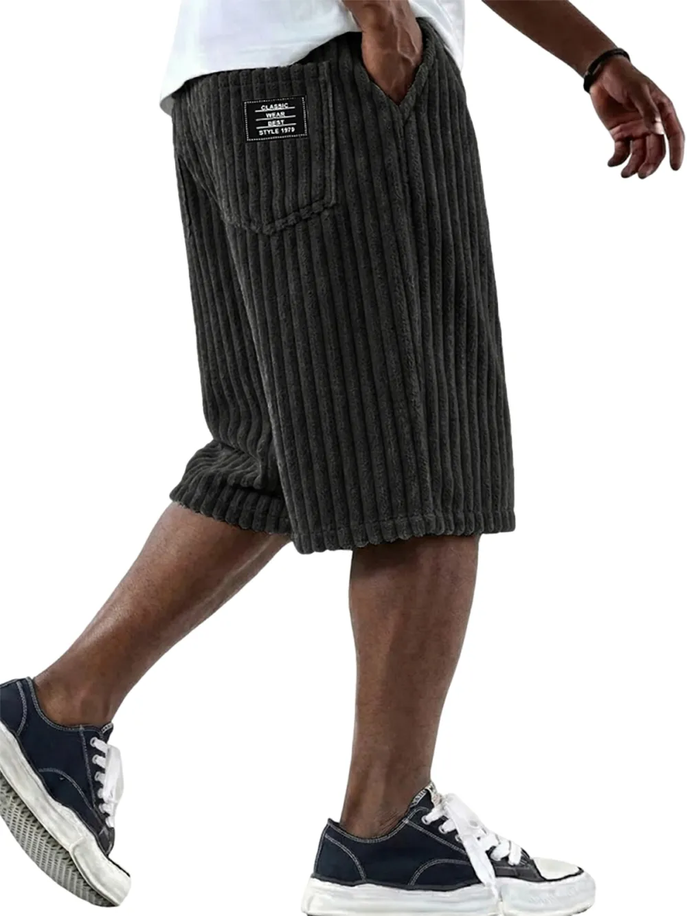 Relaxed Corduroy Seamed Detail Shorts