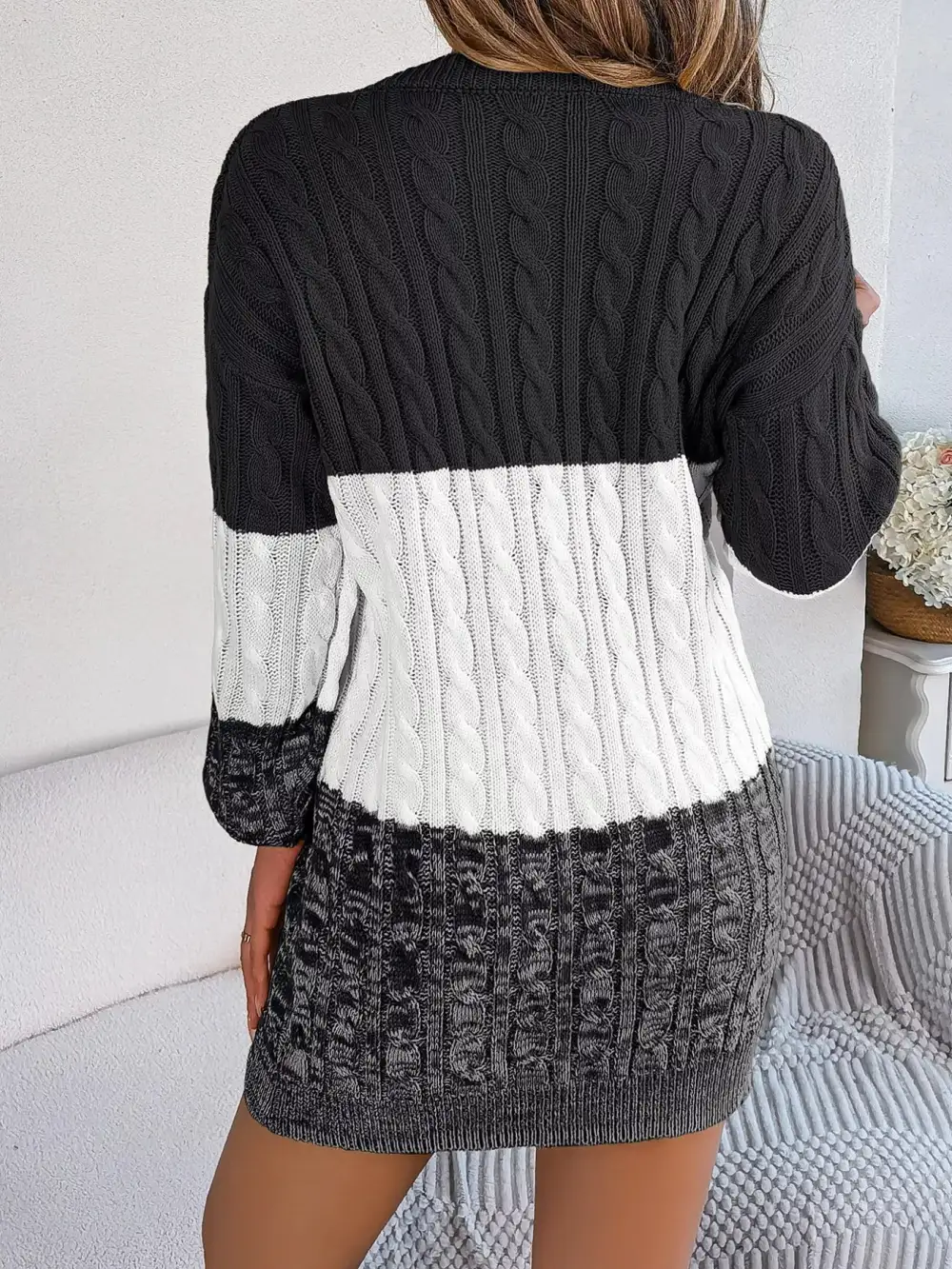 Patchwork Knit Sweater Dress