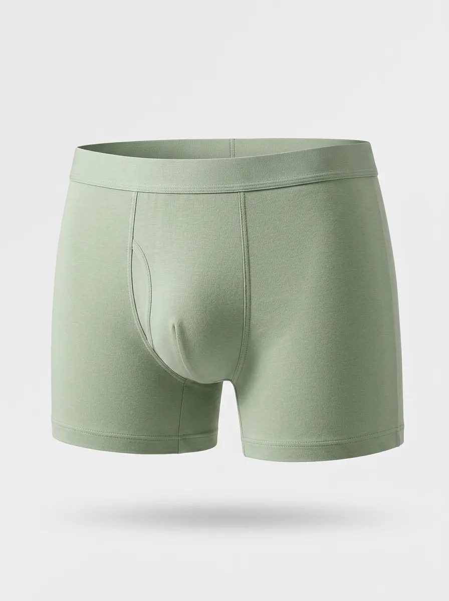 Men's Solid Sage Green Cotton Boxer Briefs