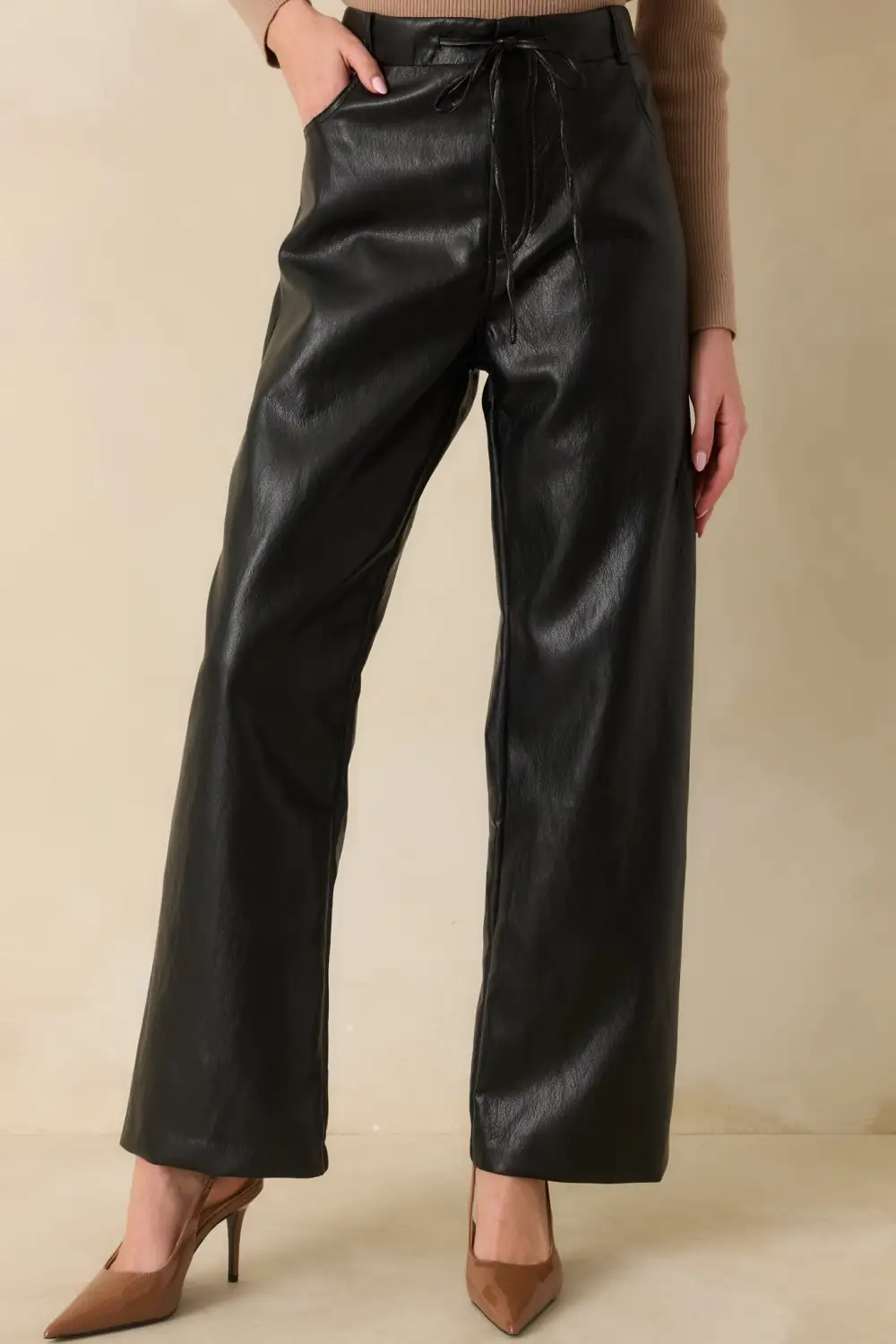 The Mix Faux Leather Wide Leg Pants