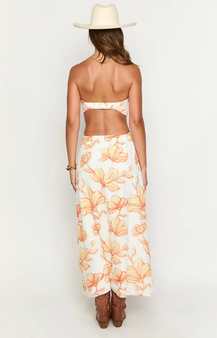 Strapless Floral Maxi Dress