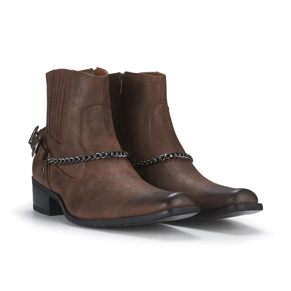Suede Faux-Leather Pointed-Toe Chelsea Boots