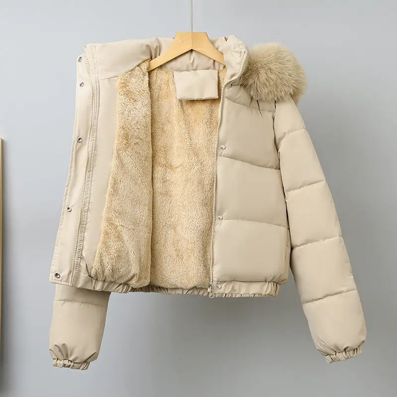 Cropped Hooded Elastic Hem Bomber Jacket