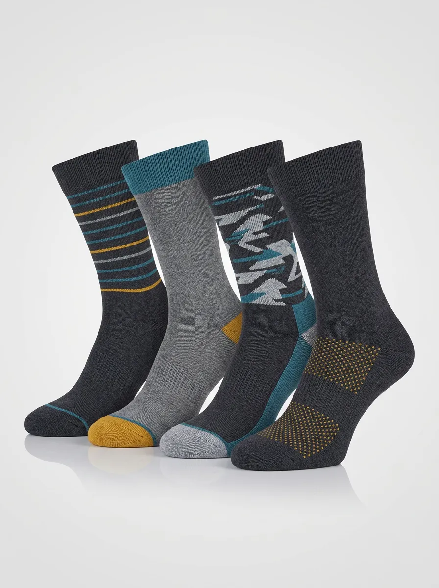Men's Geometric-Print Four Pair Socks