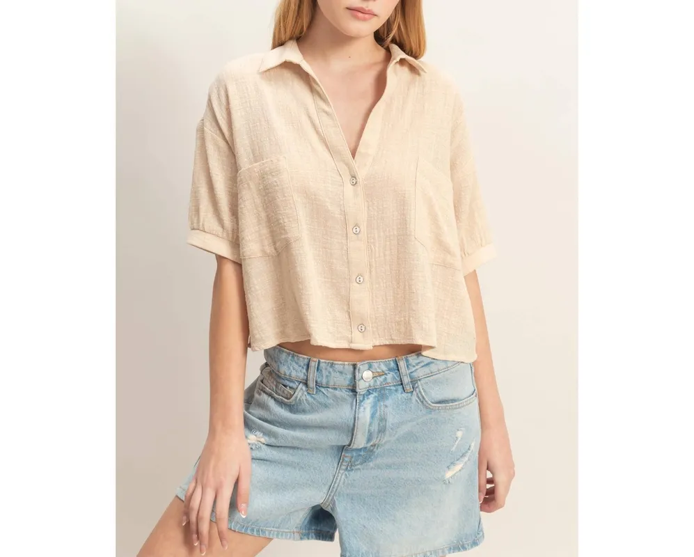 Textured Button-Up Shirt