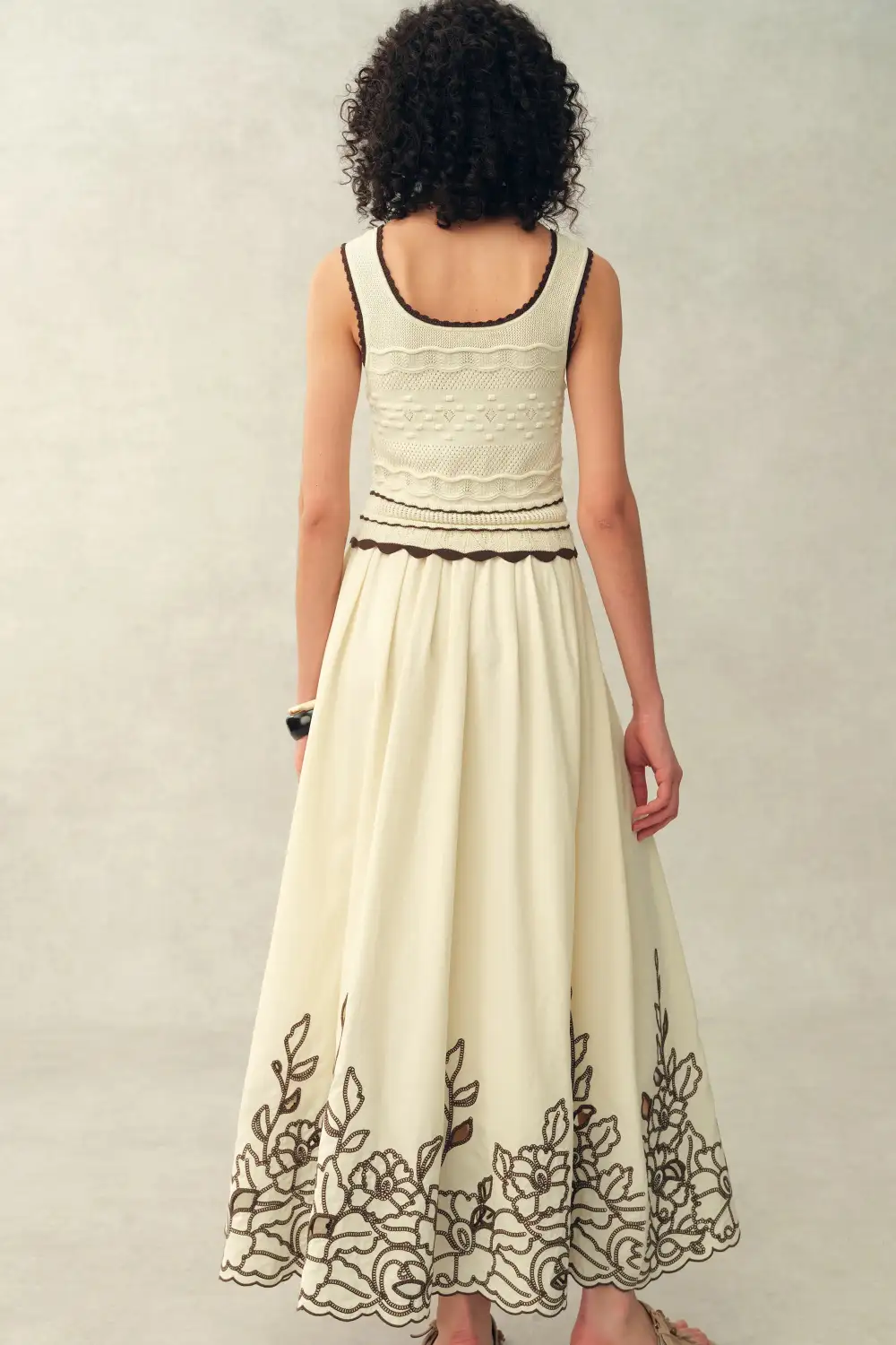 Sleeveless Crochet Embroidered Cotton Linen Maxi Dress