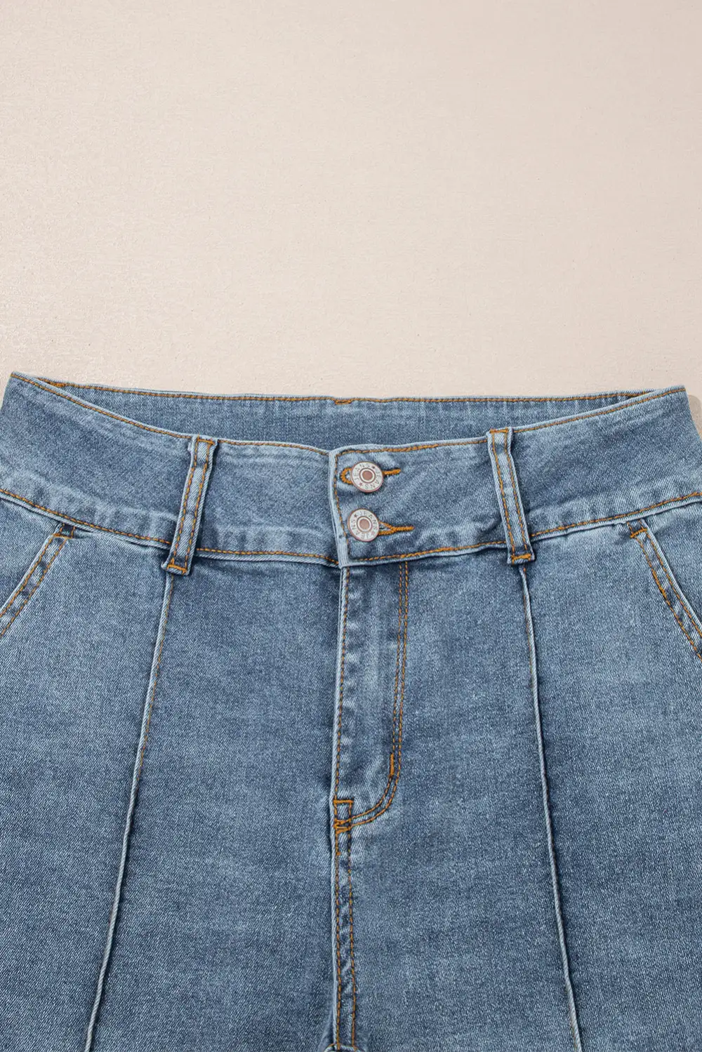 Women's Two Button High Waist Piping Trim Bootcut Jeans