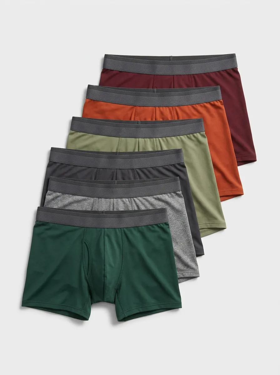 Men's Heathered Texture Trunk Fit 6-Pack Boxer Briefs