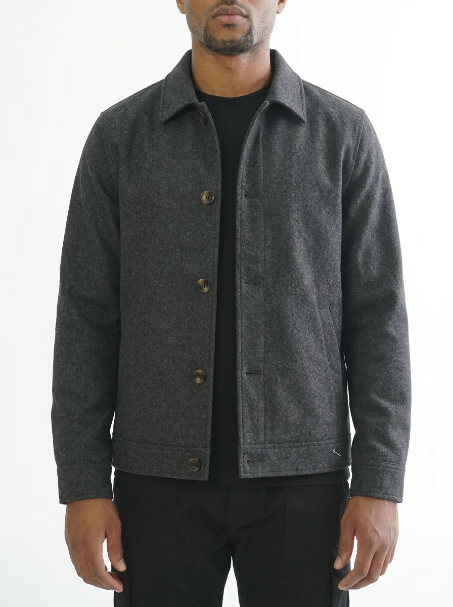 Men's Casual Minimalist Charcoal Grey Button-Up Jacket