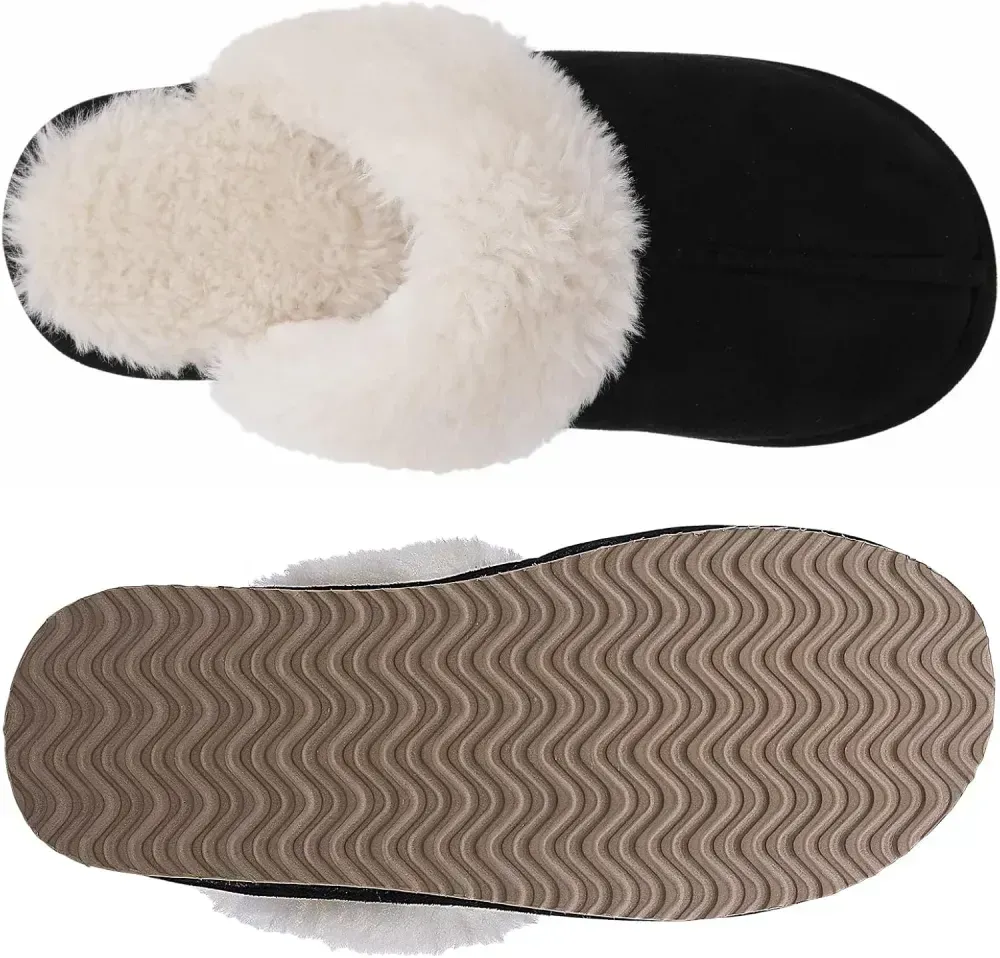 Litfun Women's Fuzzy Memory Foam Slippers Fluffy Winter House Shoes Indoor and Outdoor