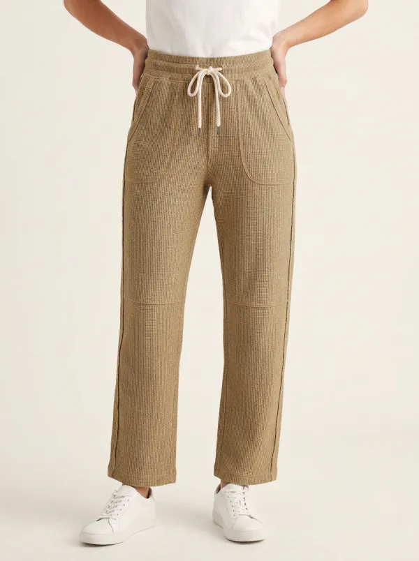 Women's Waffle Knit Casual Drawstring Lounge Pants
