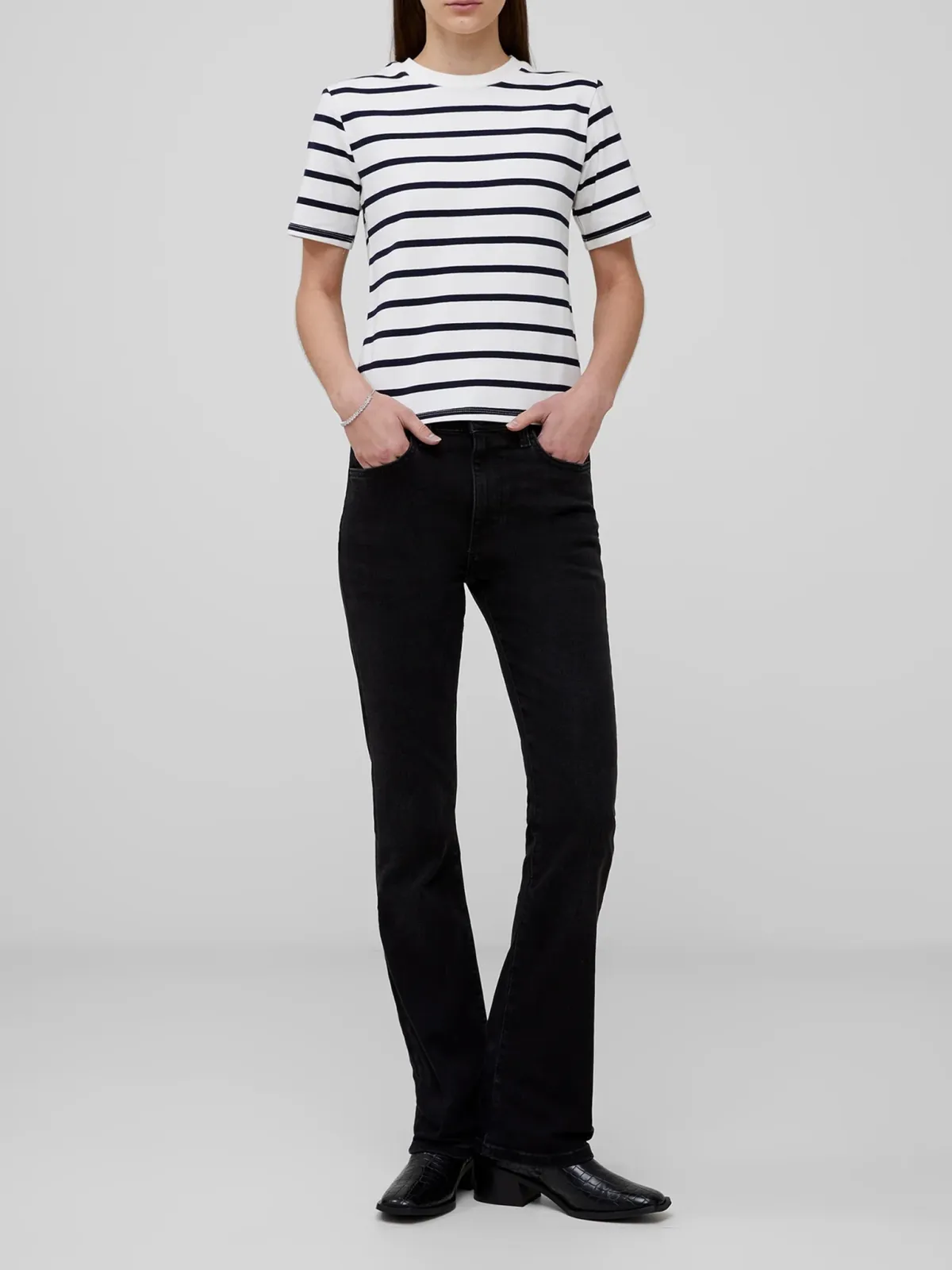 Classic Crew Neck Striped Cotton Top