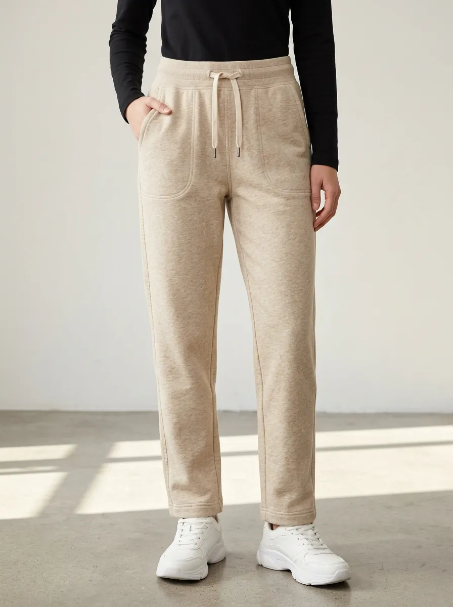 Women's Drawstring Joggers in Beige