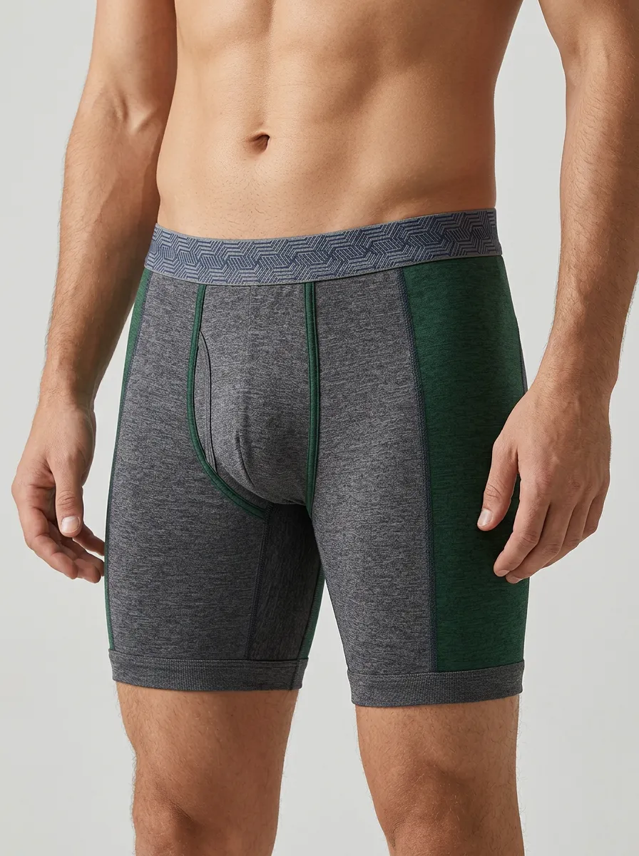 Men's Colorblock Geometric Waistband Printed Boxer Briefs