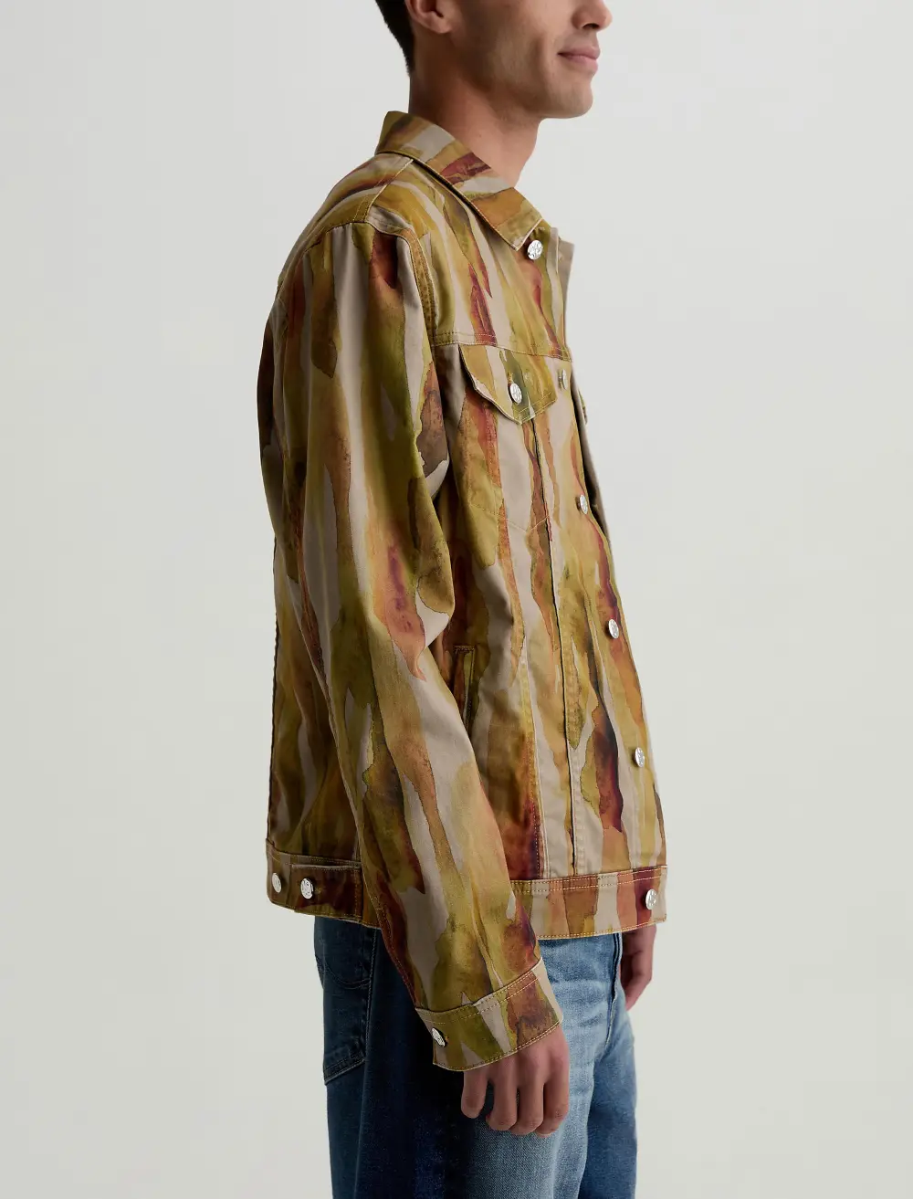 Men's Button Front Flap Pocket Trucker Jacket