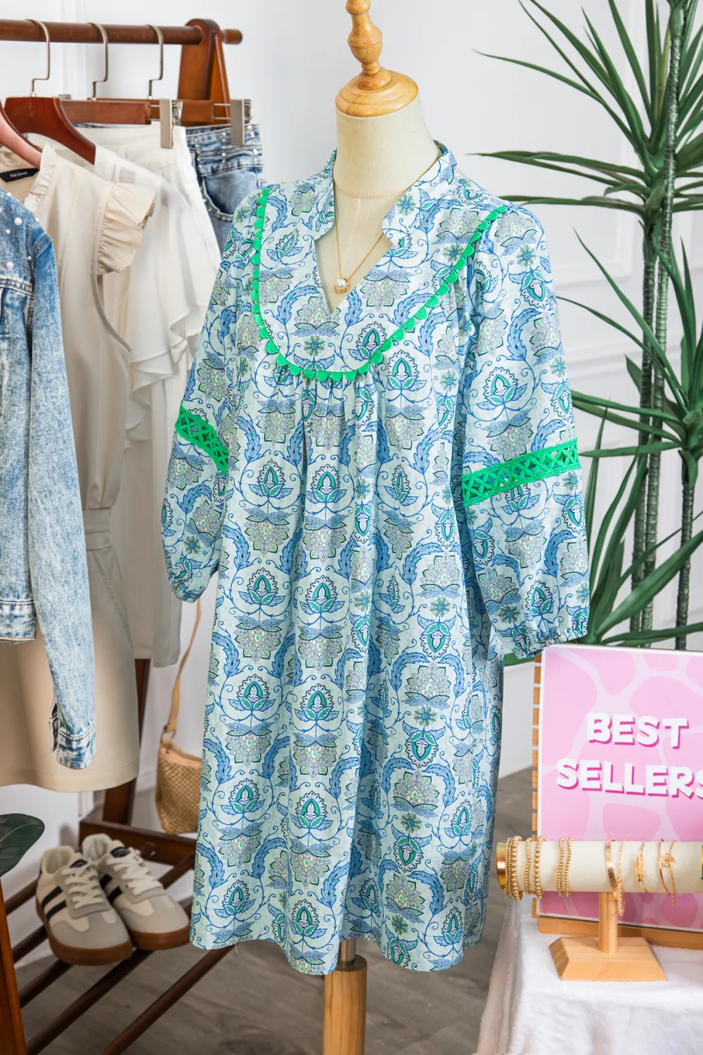 Blue Paisley Patchwork Mini Dress