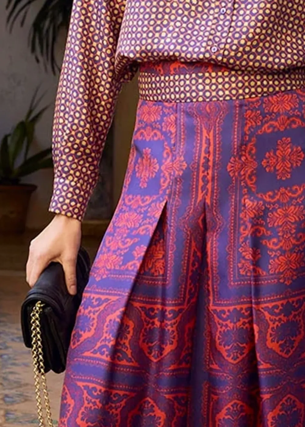 Colorblock High Waist Skirt