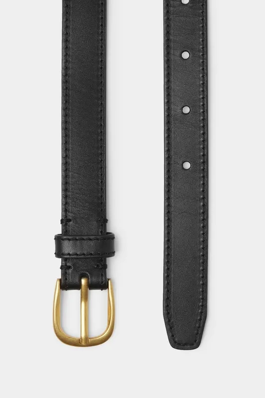 Black Slim Leather Belt