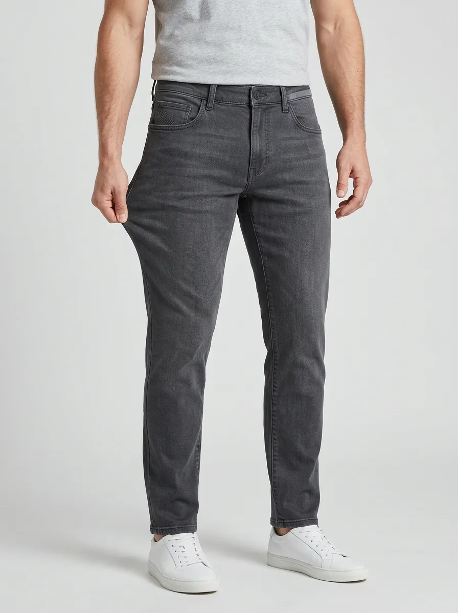 Men's Charcoal Grey Slim Fit Stretch Denim Jeans