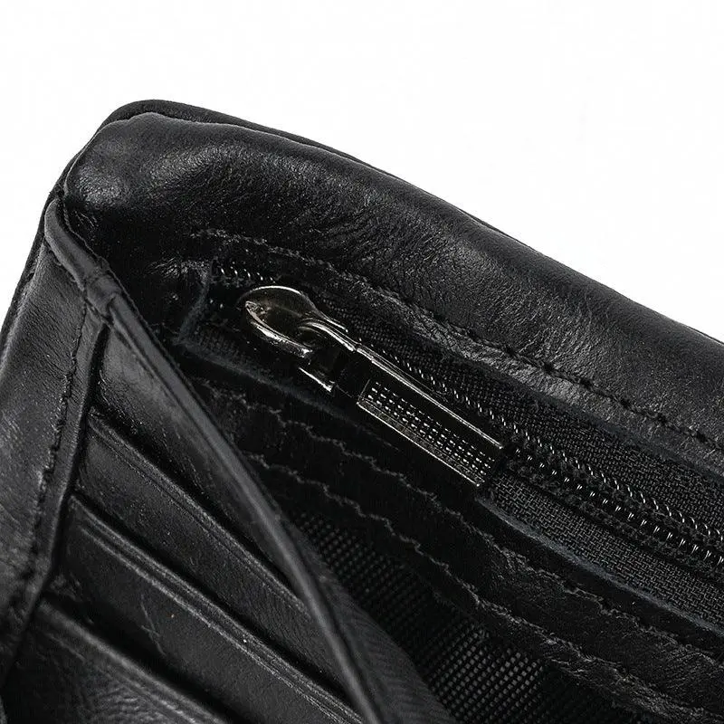 Men's Zip-Closure Leather Trifold Wallet