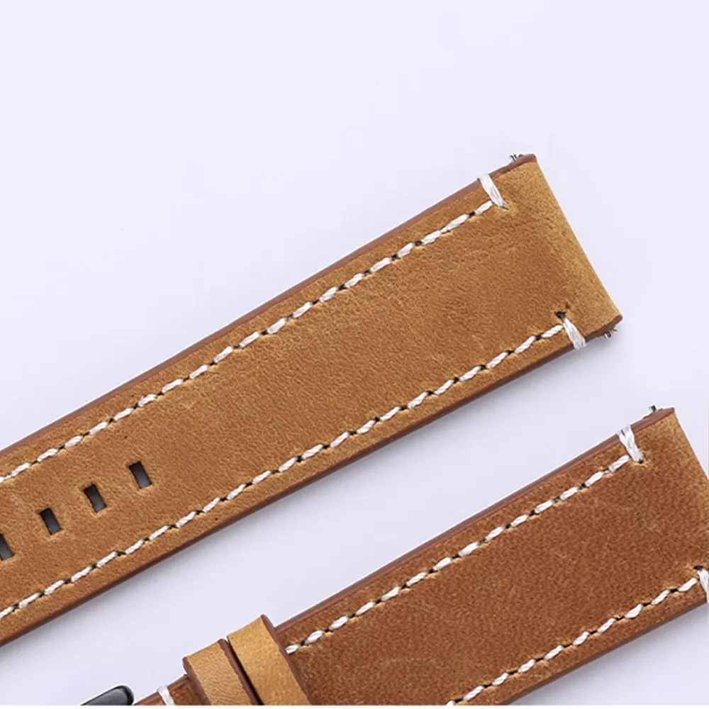 Leather Watch Band Replacement Strap with Silver Buckle Multi Colors