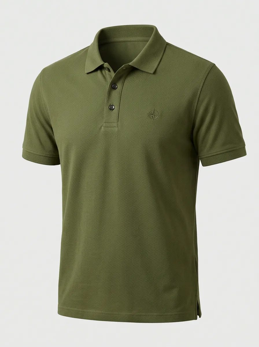 Refined Compass-Detail Men's Polo Shirt