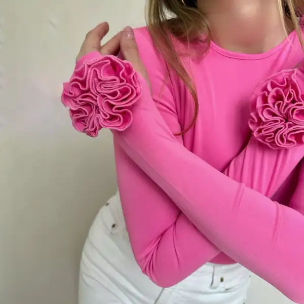 Cozy Round Neck Slim Fit Floral Long Sleeve T-Shirt