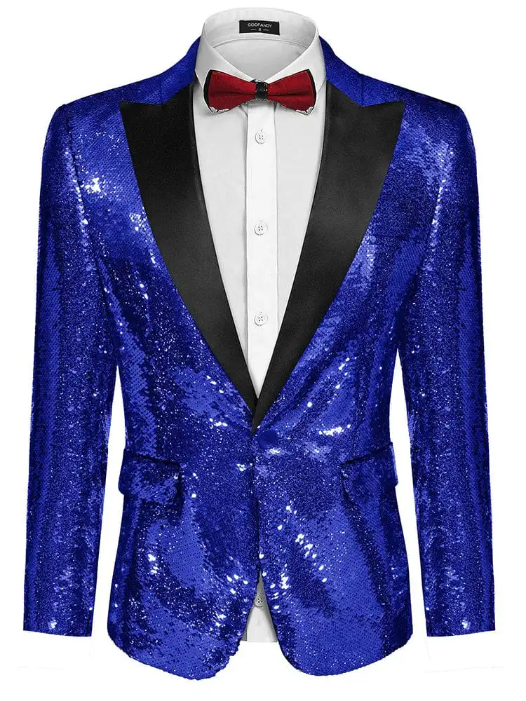 S Shiny Sequins Suit Jacket Coat