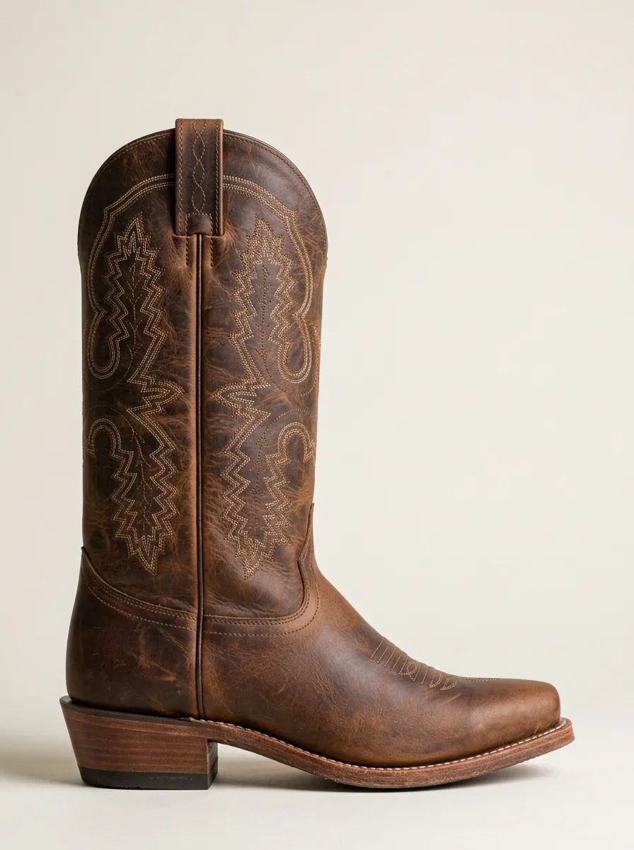 Men's Heritage Western Distressed Leather Embroidered Printed Boots